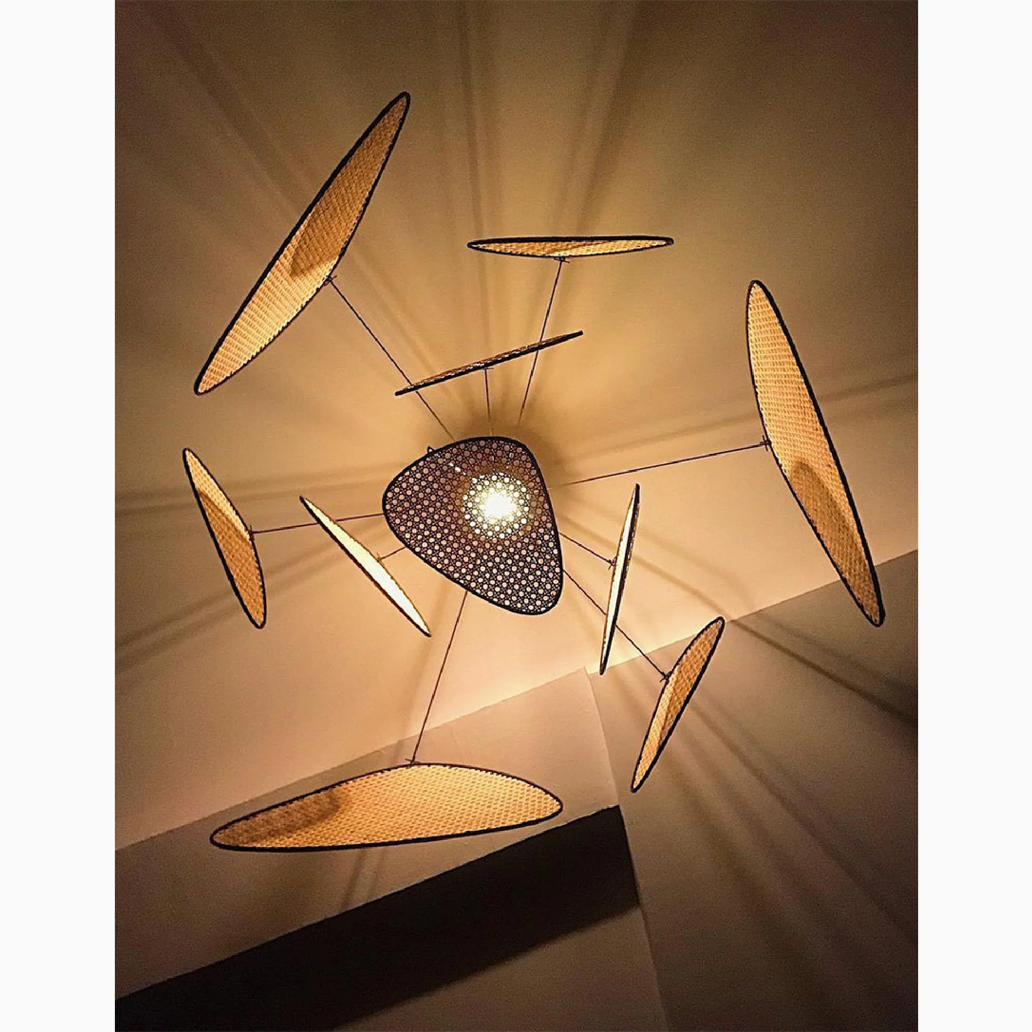 Bulach | Modern Chandelier with Hand Made Rattan Wicker