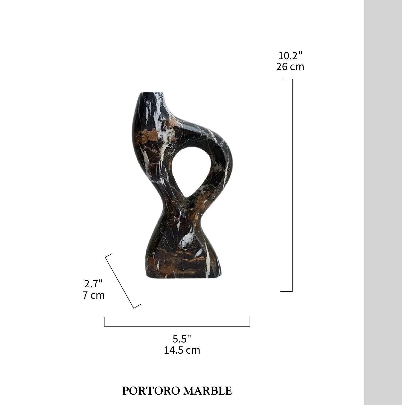 Natural European Portoro Marble Candle Holder