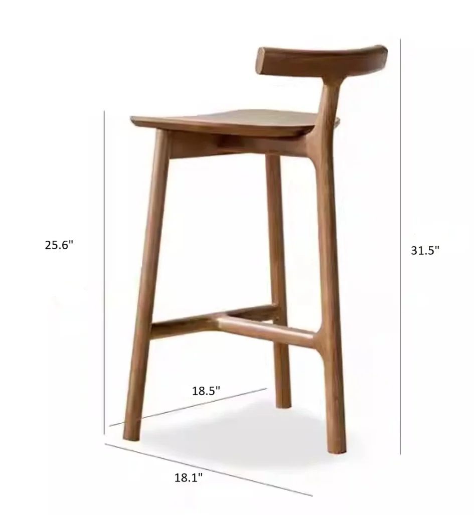 Nordic-Styled Bar High Stool Made of Solid Wood