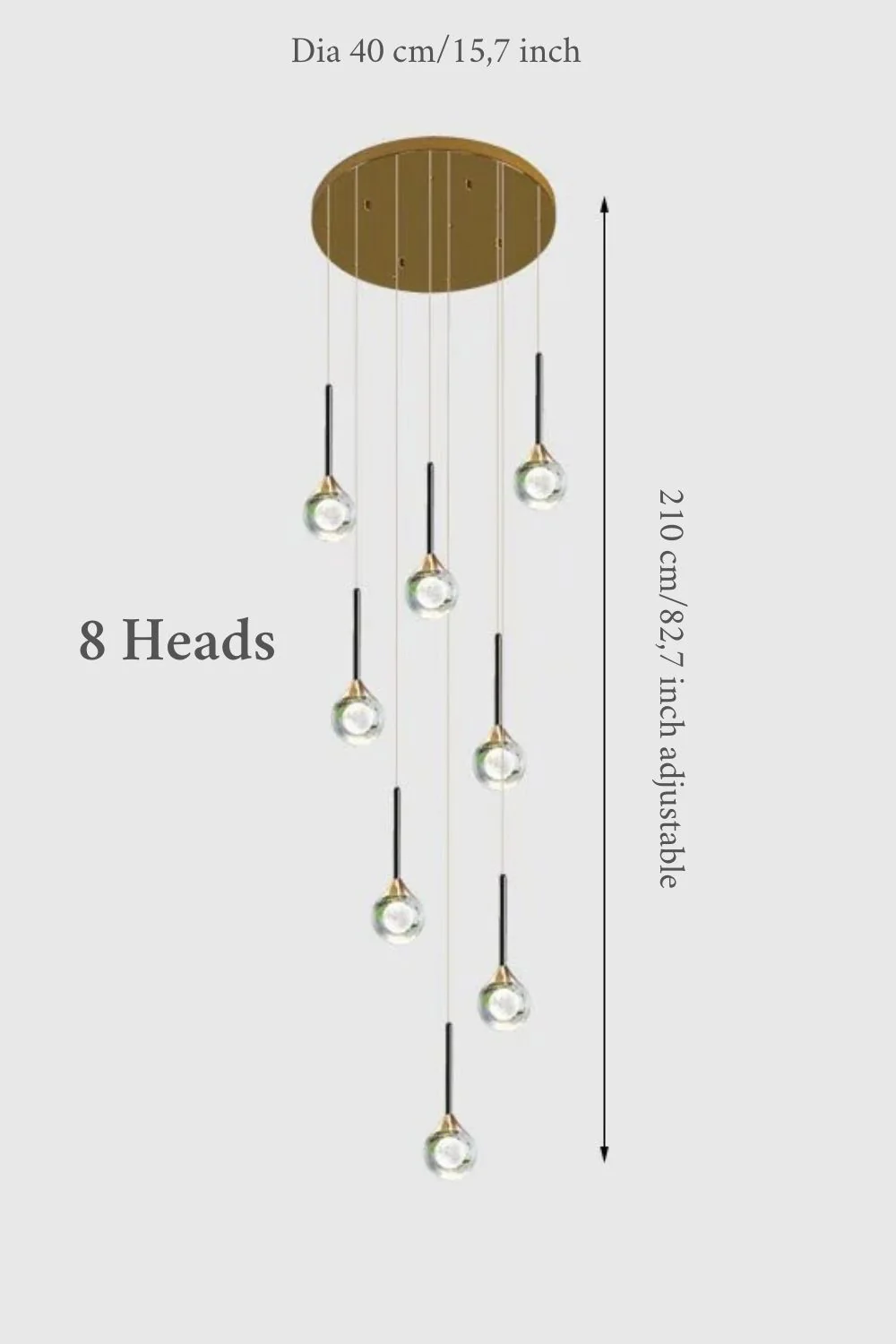 Peillon | Gold Crystal Raindrop Glass Ball Chandelier