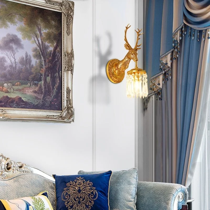 Luxury Wall Lamp in the Shape of a Deer Head for Living Room, Bedroom