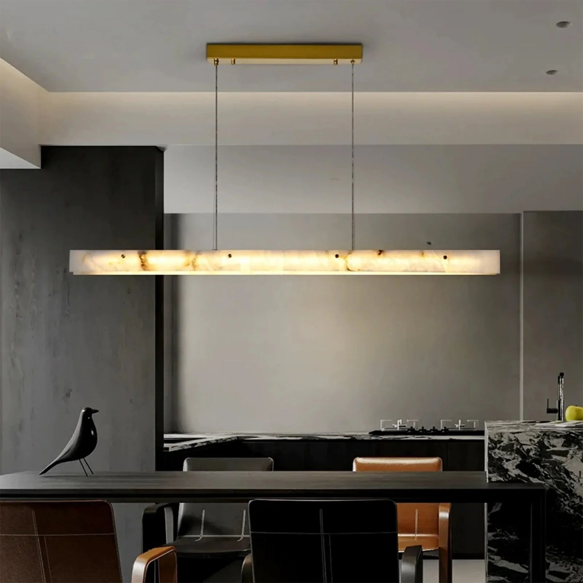 Safenwil | Lux Modern Marble Rectangle Chandelier