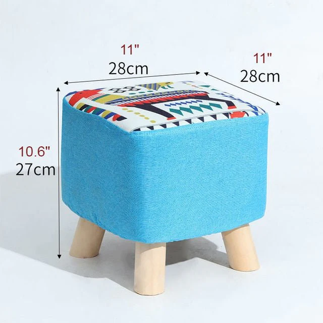 Square Round Modern Ottoman Made of Solid Wood