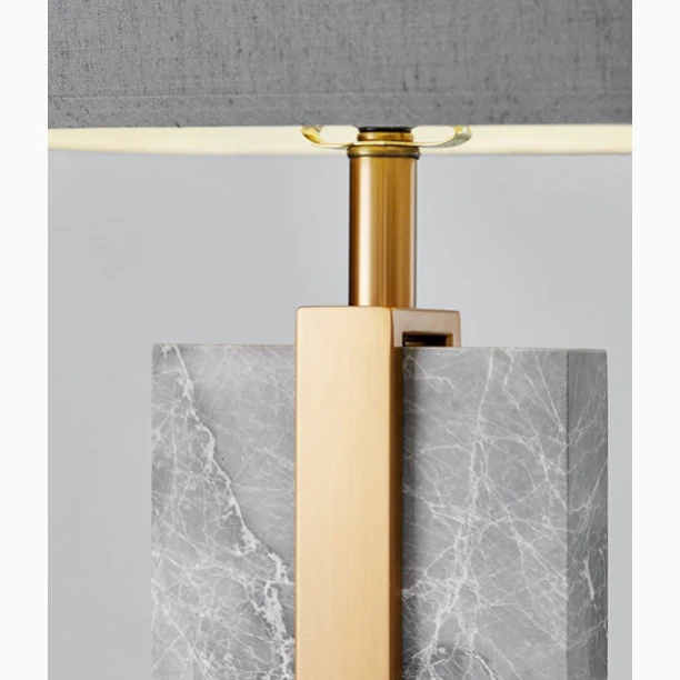 New Gray Marble LED Light Modern Fabric Table Lamp
