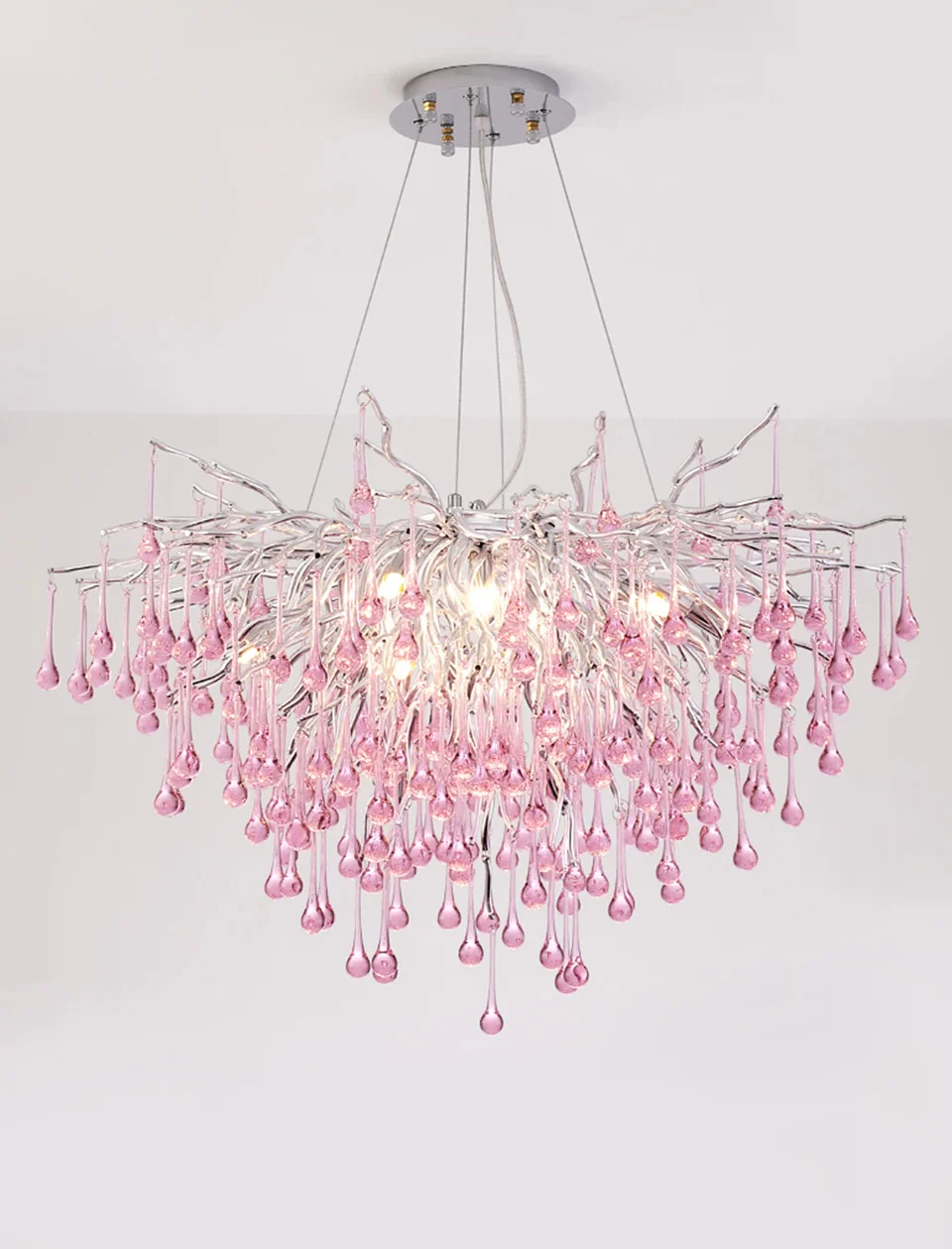 Imbersago | Modern Pink Crystal Chandelier for Living Room, Dining Room, Bedroom