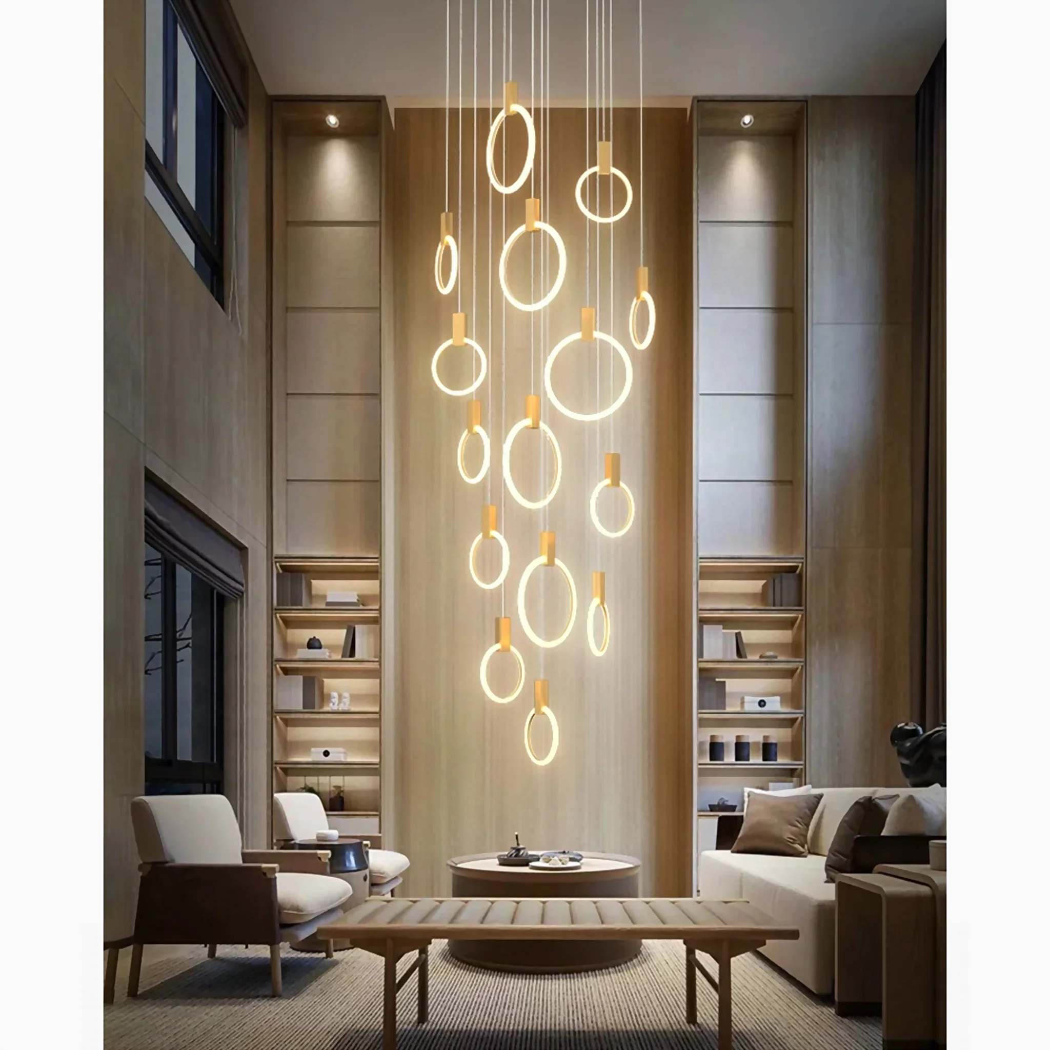 Acquasparta | Luxury Modern Pendant Gold Rings Chandelier
