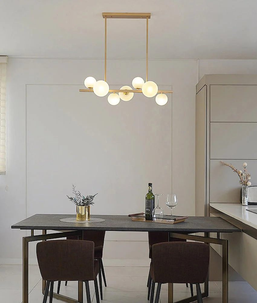 Modern Light Luxury Chandelier with Horizontal Pipe Suspension for Kitchen