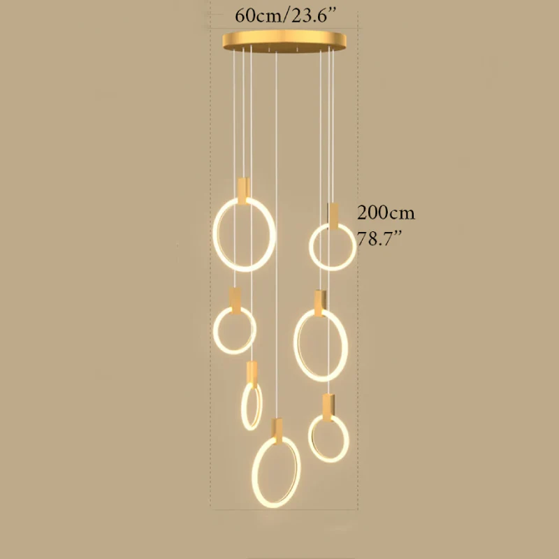 Acquasparta | Luxury Modern Pendant Gold Rings Chandelier