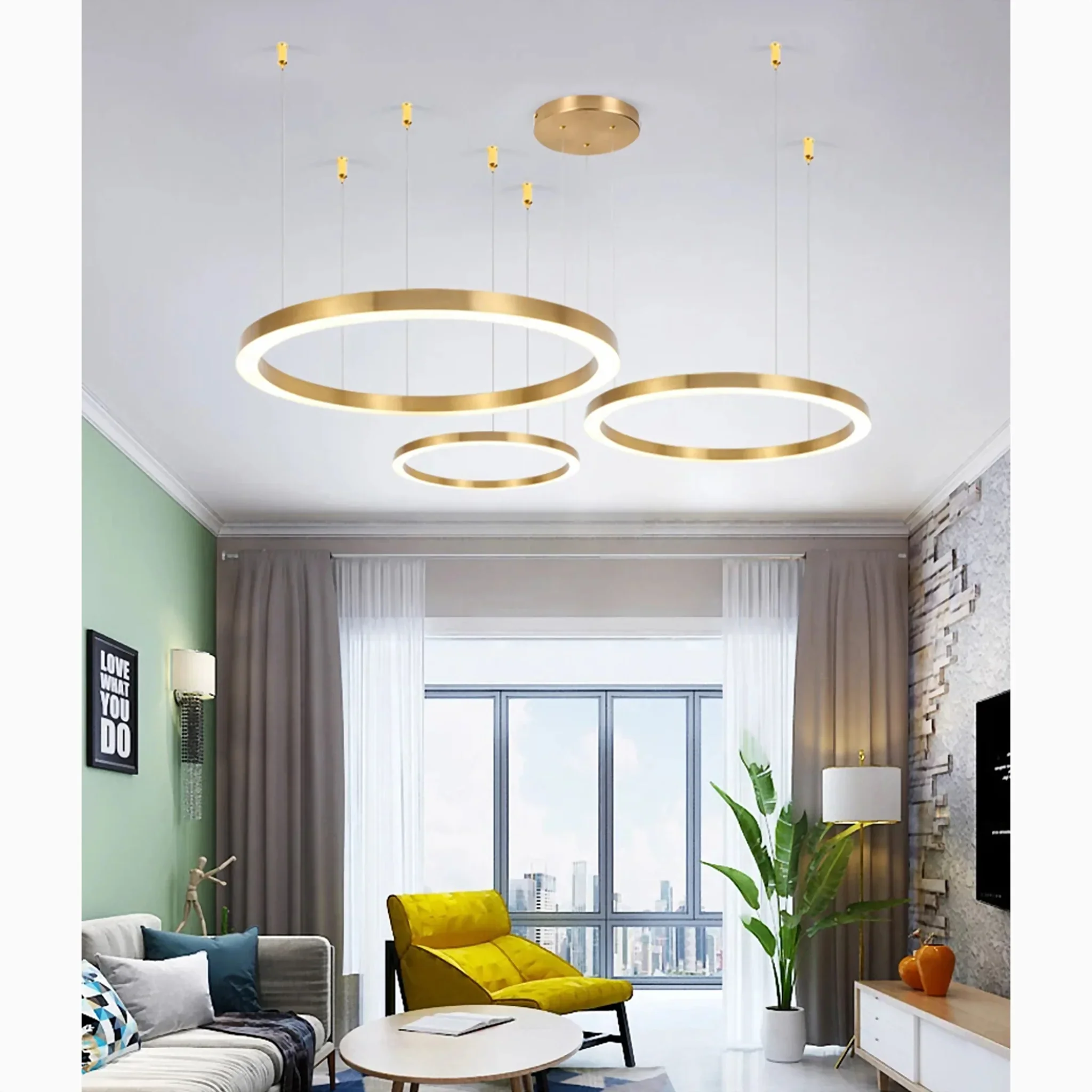 Thalwil | Classy Gold Rings Ceiling Chandelier