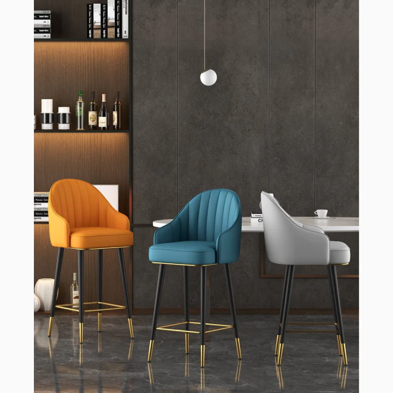 Modern Rotating High Bar Chair with Backrest for Living Room and Restaurants