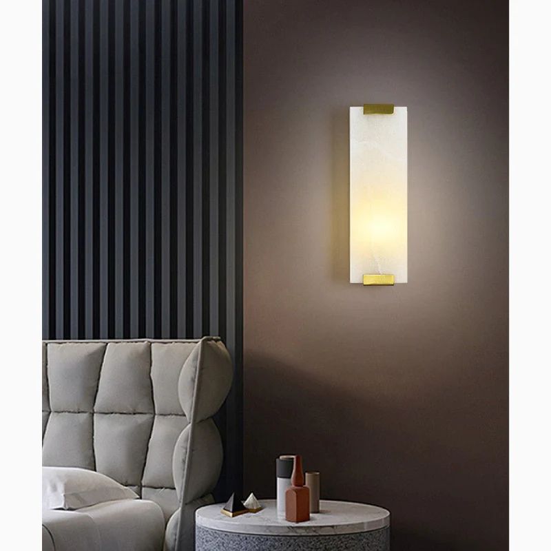 Luxury Copper-Marble LED Wall Lamp for Living Room, Bedroom