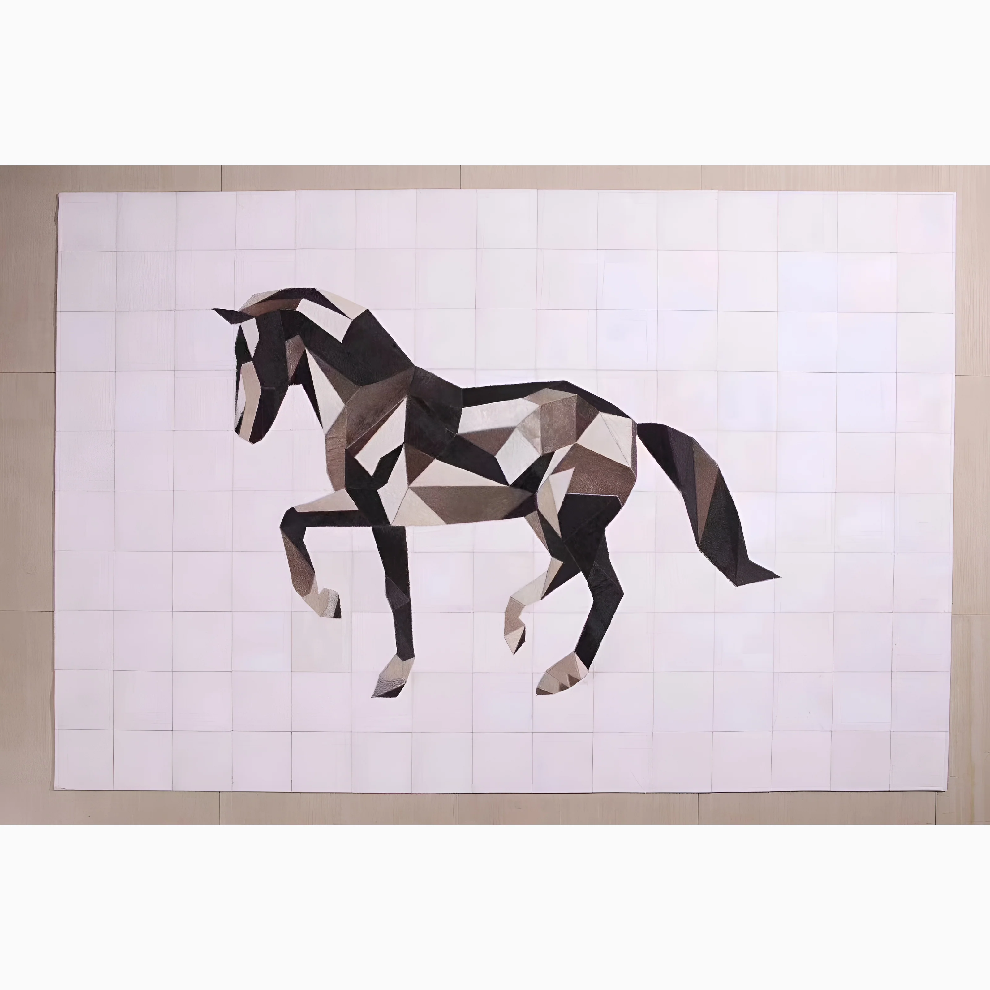 Modern Natural Cowhide Carpet With Horse Pattern