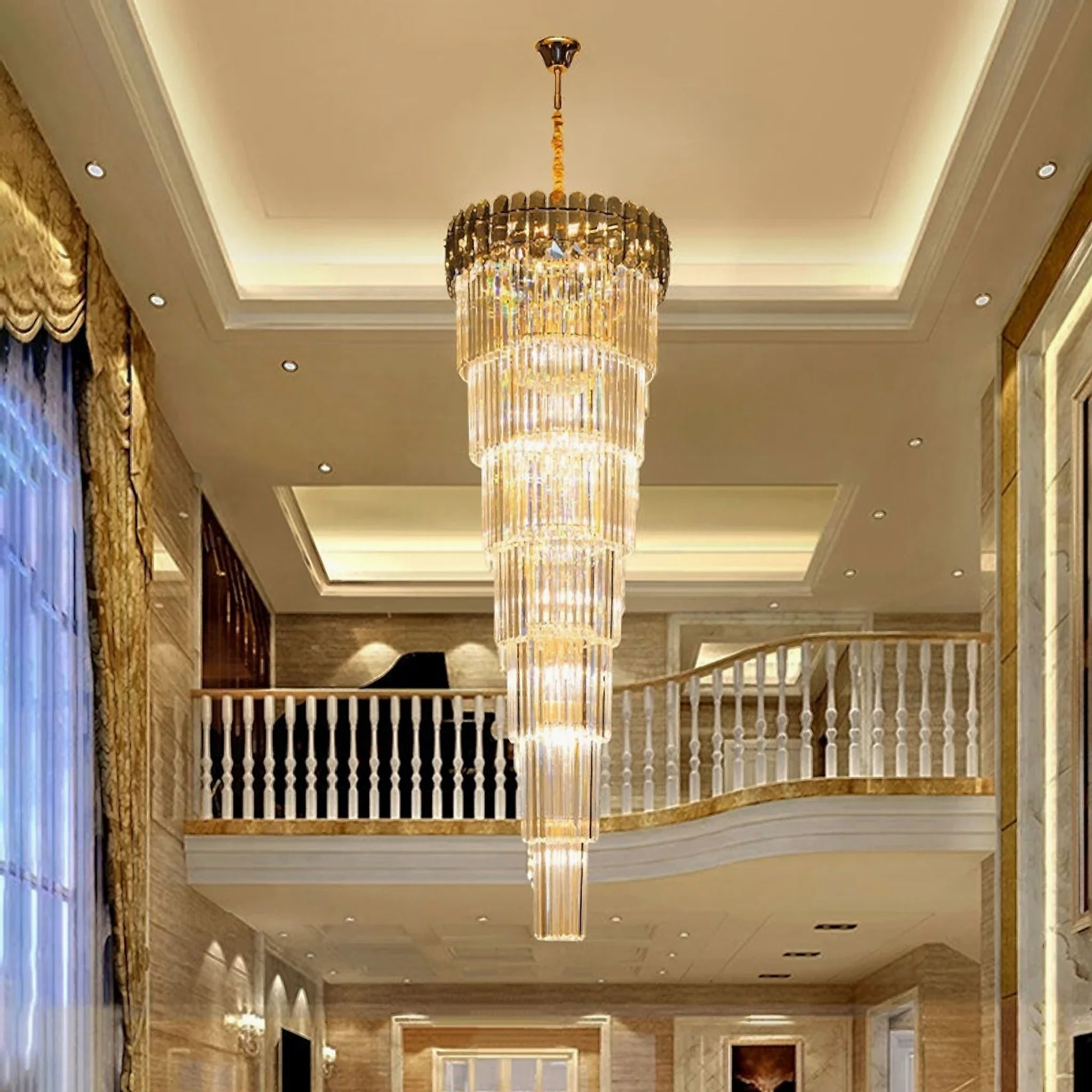 Belvedere | Royal Long Crystal Chandelier For Staircase