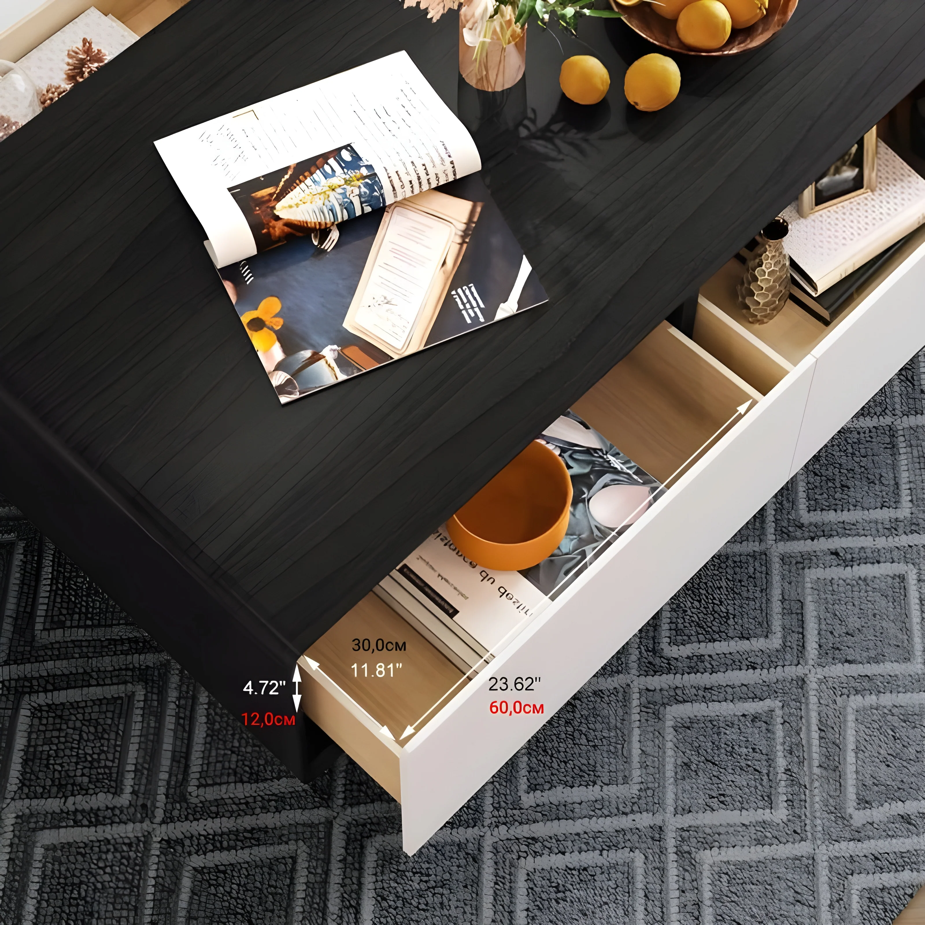 Modern Rectangular Wood Coffee Table with Storage