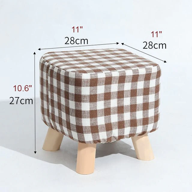 Square Round Modern Ottoman Made of Solid Wood