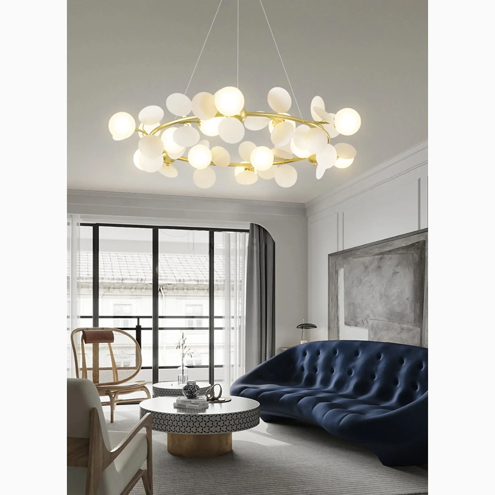 St. Moritz | Sleek Gold Glass Ceiling Chandelier