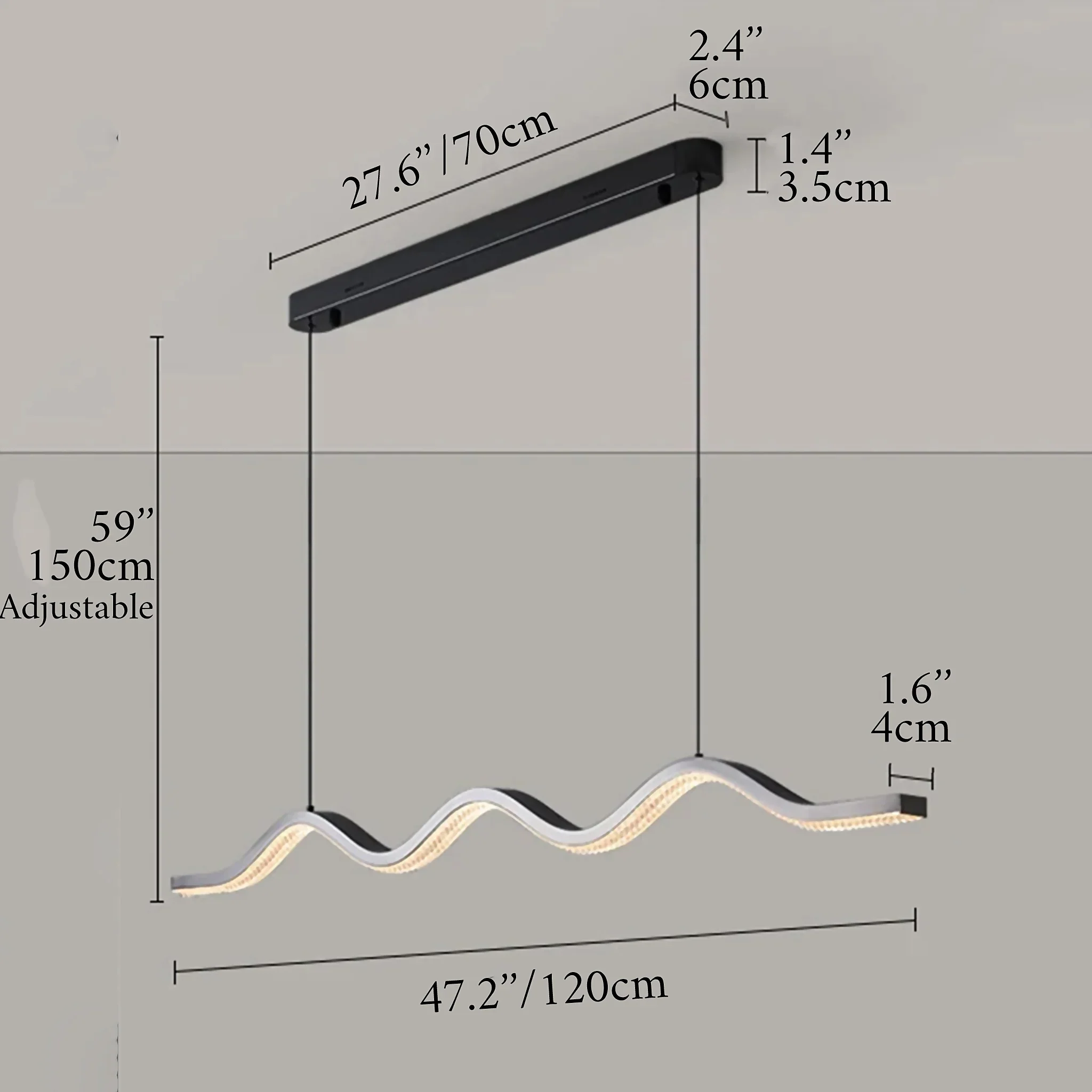 Wave-Shaped Pearl Black Pendant Chandelier