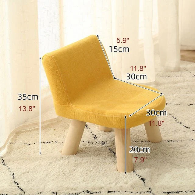 Rectangle Low Stool For Living Room Made of Solid Wood Cotton And Linen