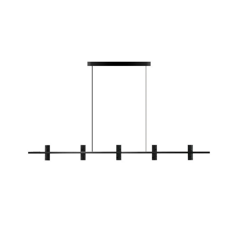 Seengen | Minimalistic Modern Black Copper Stone Chandelier