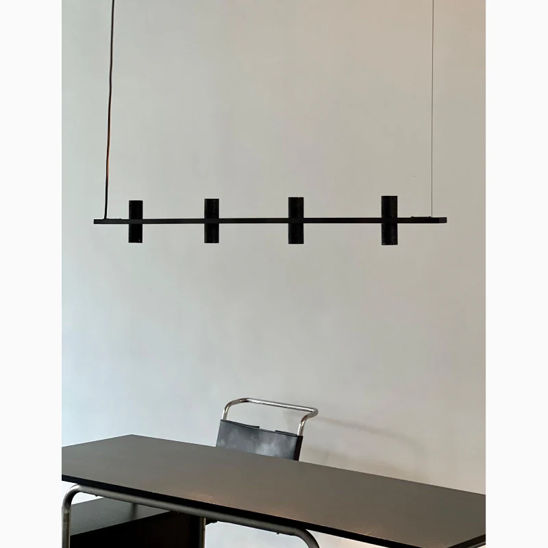 Seengen | Minimalistic Modern Black Copper Stone Chandelier