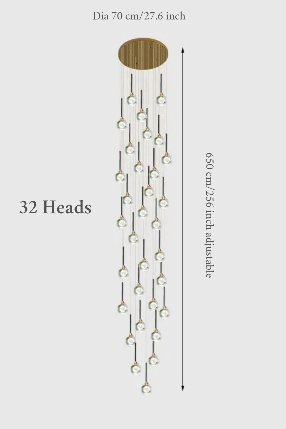 Peillon | Gold Crystal Raindrop Glass Ball Chandelier