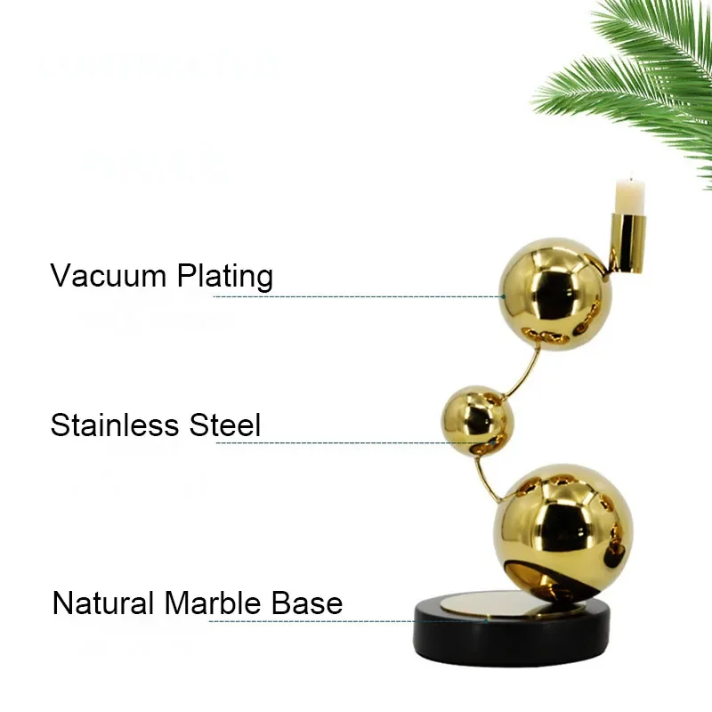 Luxury Gold Stainless Steel Balls Candle Holder