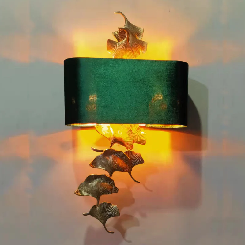 Luxury Wall Lamp in Retro Gingko Leaves Style, Living Room, Bedroom