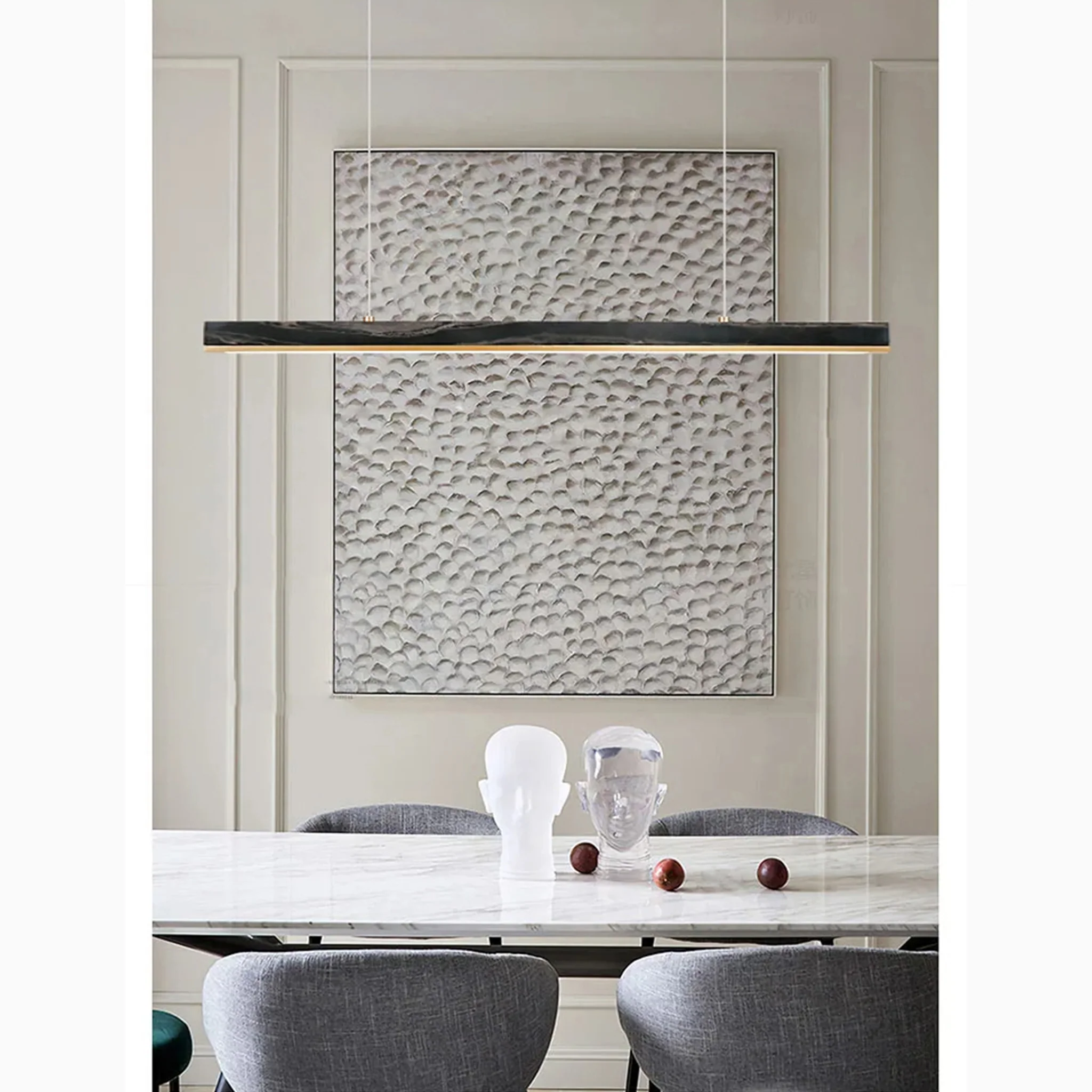 Rorschach | Minimalistic Modern Black Chandelier with Marble