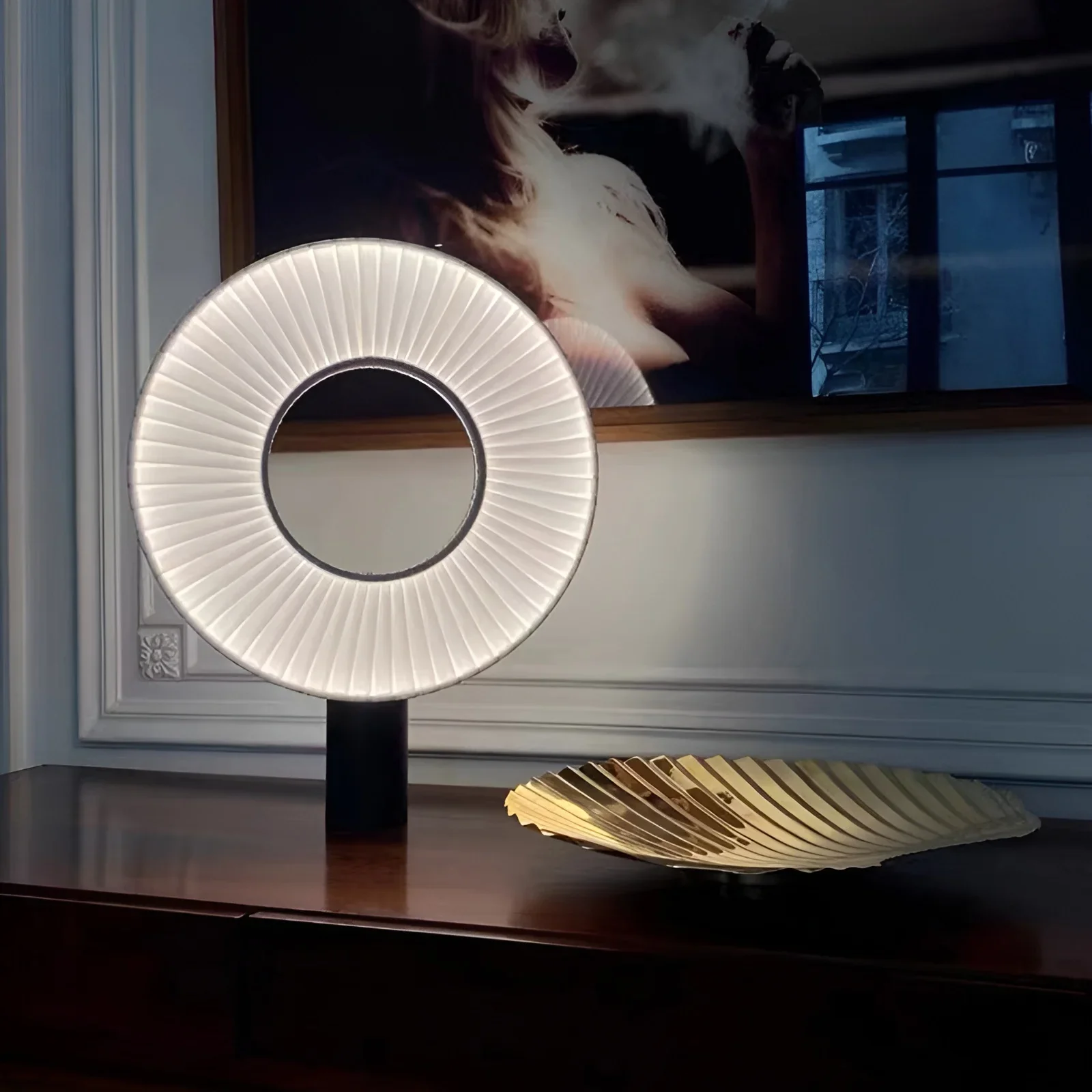 Granges-Paccot | Modern Minimalistic LED Table Lampshade With Fabric Pleats