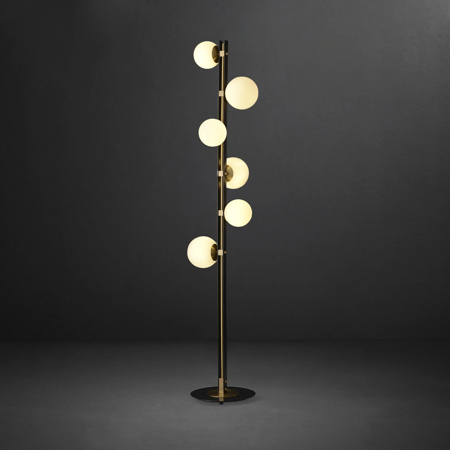 Mid Century Contemporary Standing Light Twisted Design Multiple Light Globe Shade