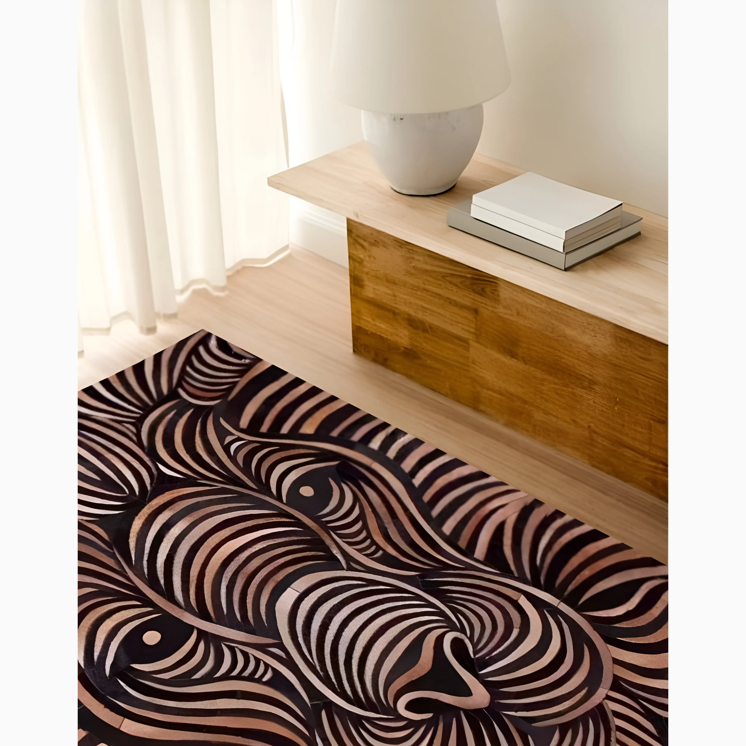 Natural Cowhide Carpet With Lion Pattern
