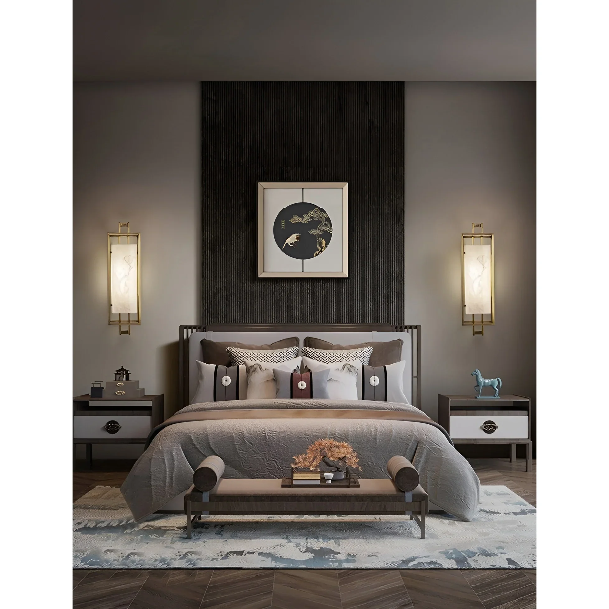 Luxury Marble Wall Lamp in Chinese Style for Bedroom, Living Room