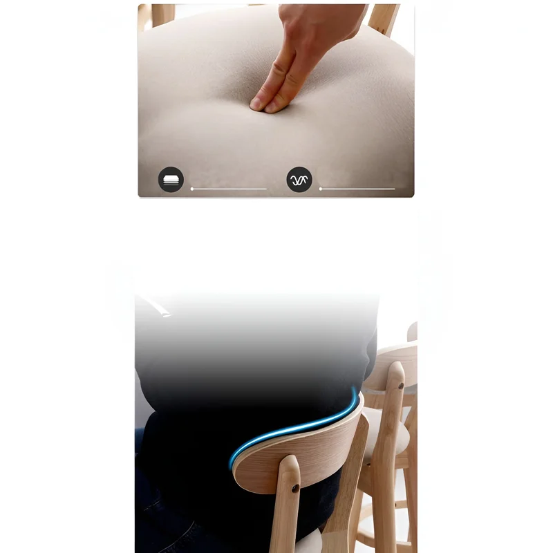 Minimalistic Nordic-Styled Bar Stool with Backrest Made of Solid Wood