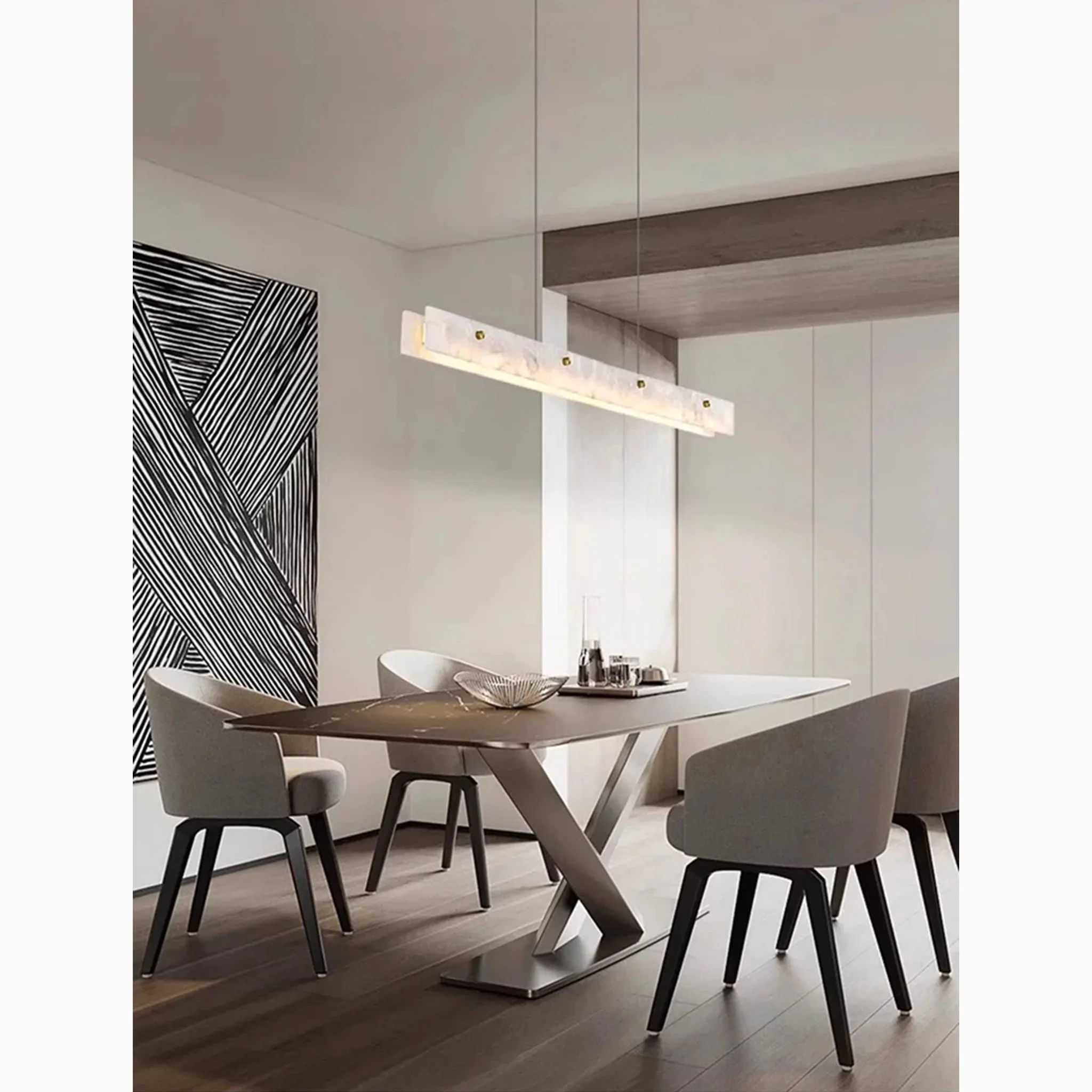 Safenwil | Lux Modern Marble Rectangle Chandelier