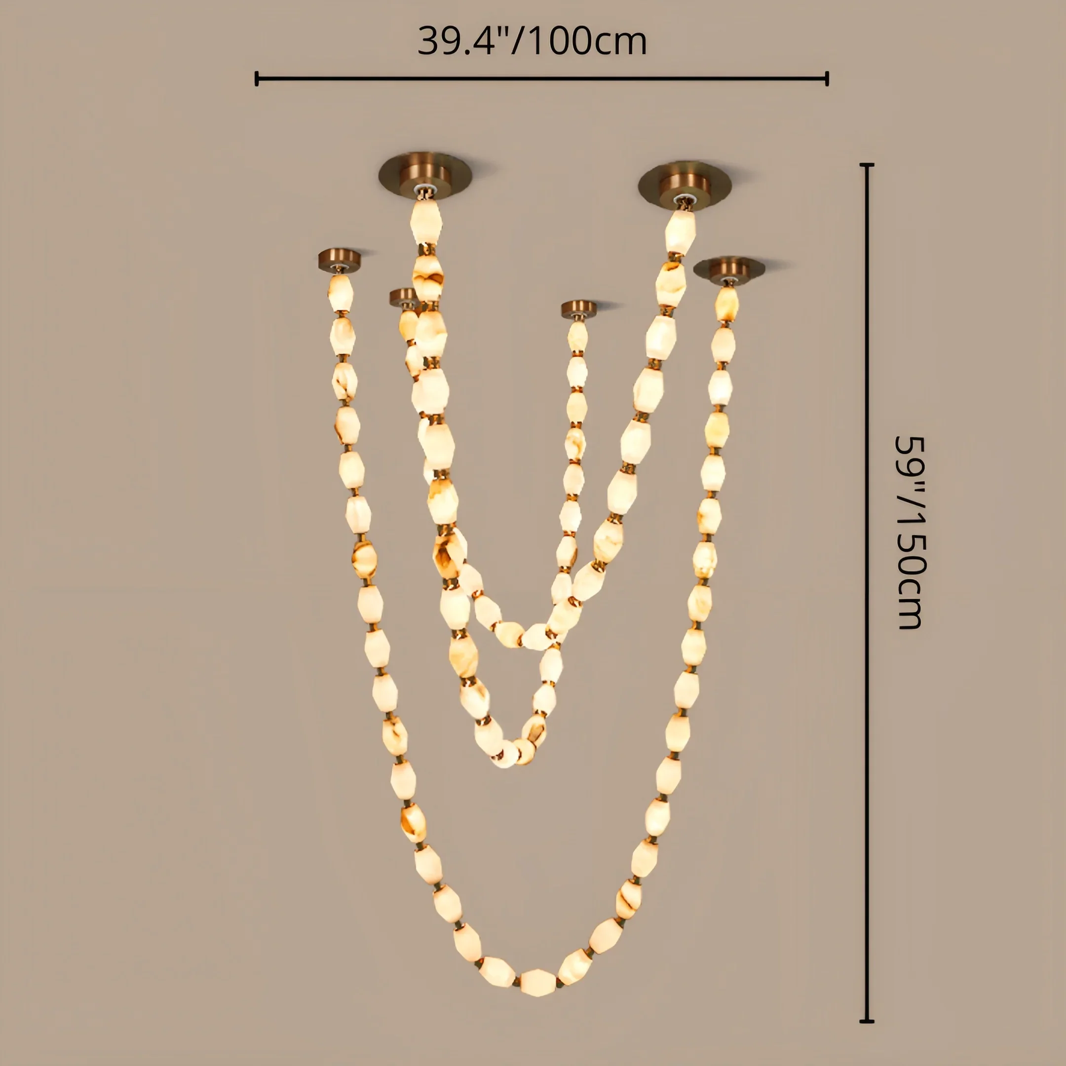 Collier Modern Cloudstone Chain Chandelier - Italian Design with Copper Frame and LED Light
