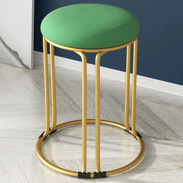 Nordic Suede and Leather Stacked Dining Round Stool