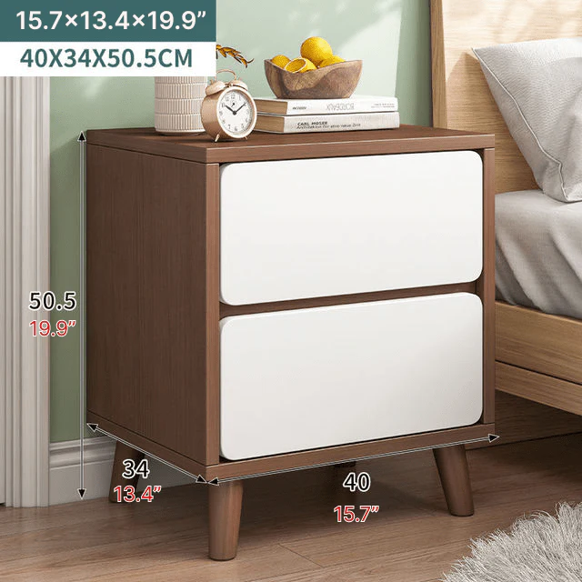 Nordic Wooden Bedside Table Of Drawers For Bedroom