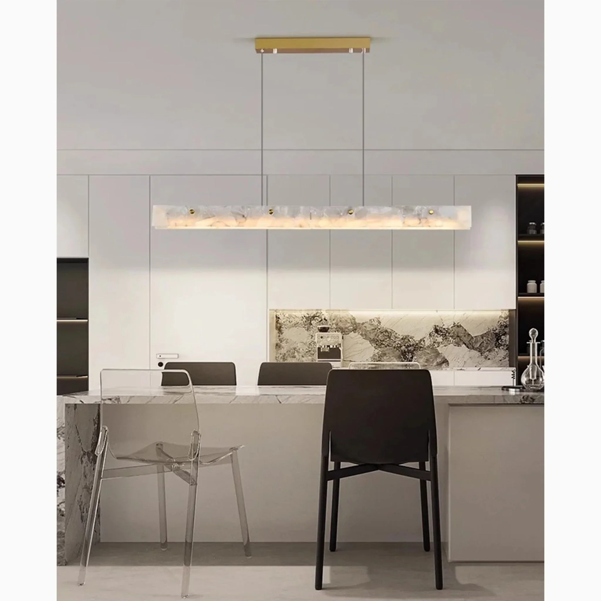 Safenwil | Lux Modern Marble Rectangle Chandelier
