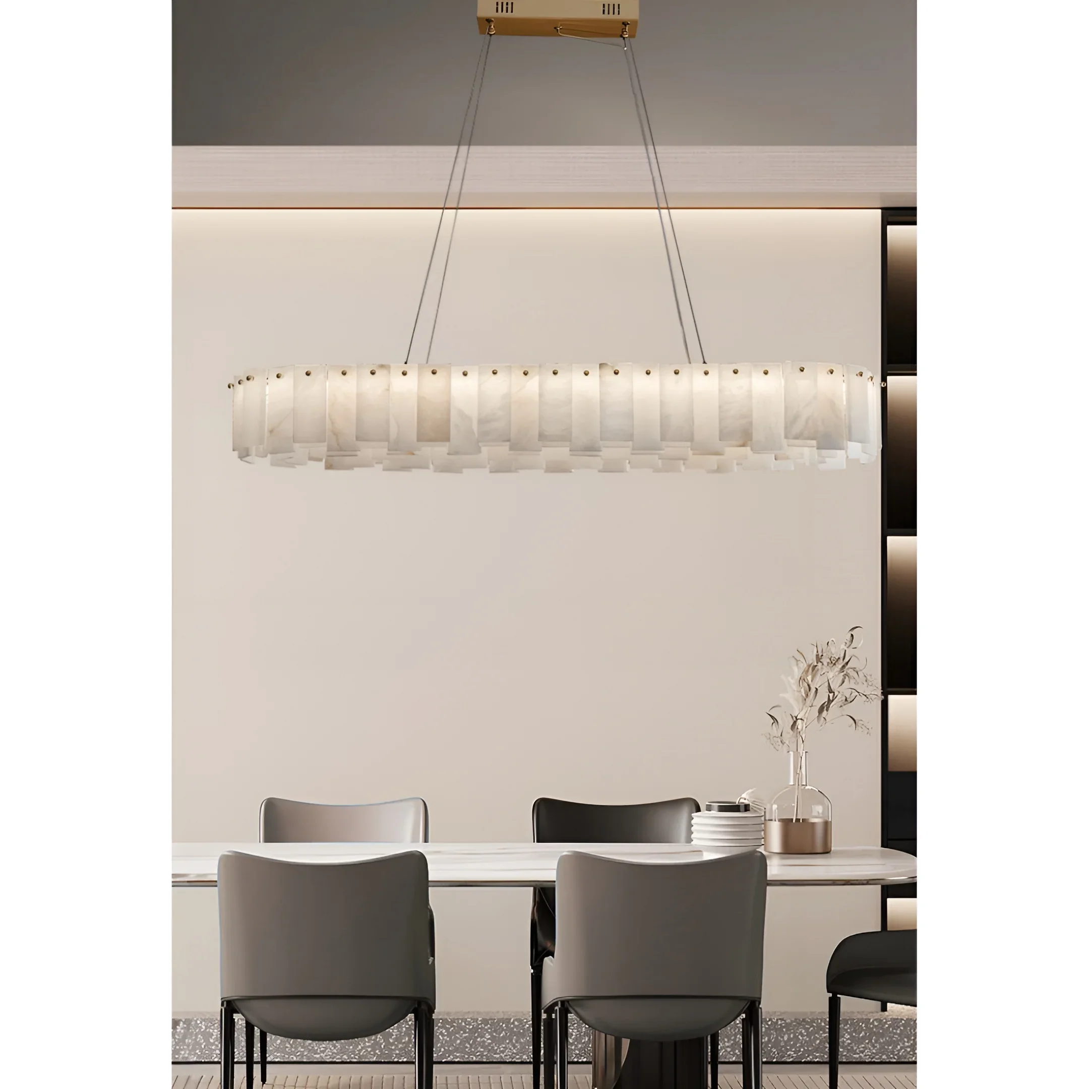 Cloudstone Oval Marble Chandelier - Modern Luxury in Natural Stone & Copper