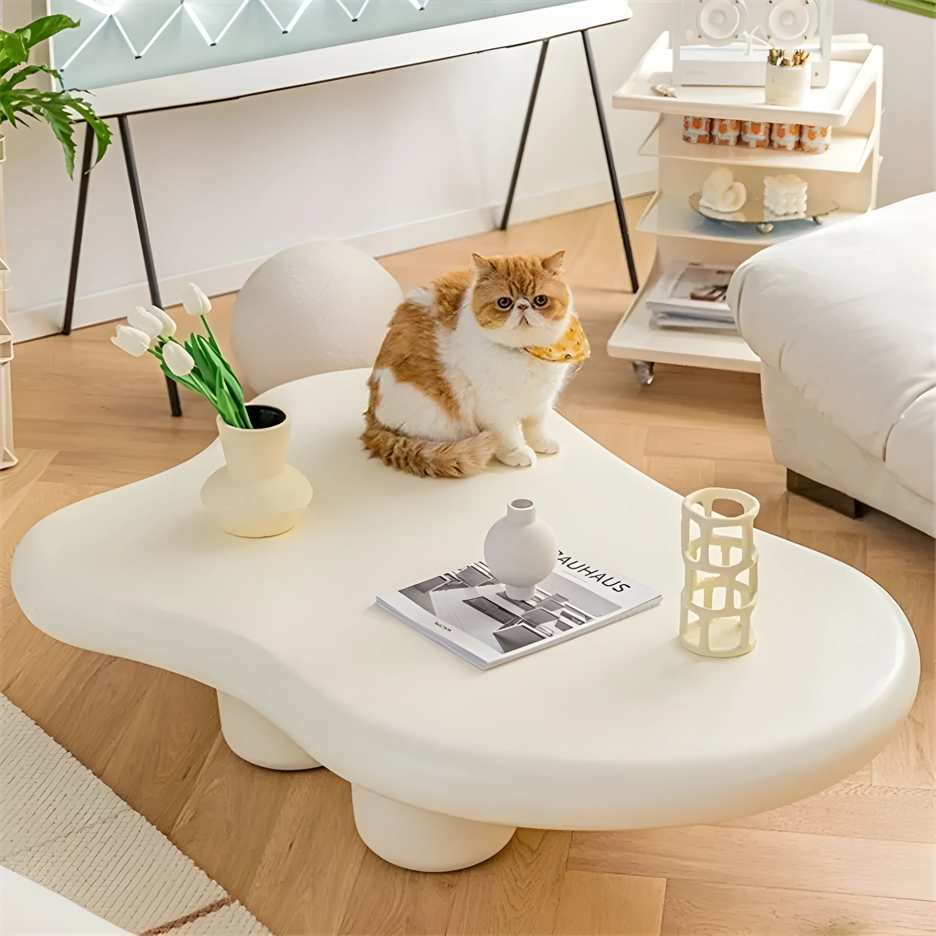 Scandinavian Style Glossy Coffee Table for the Living Room