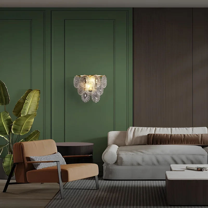 Luxury Glass Wall Lamp in French Style, Living Room, Bedroom