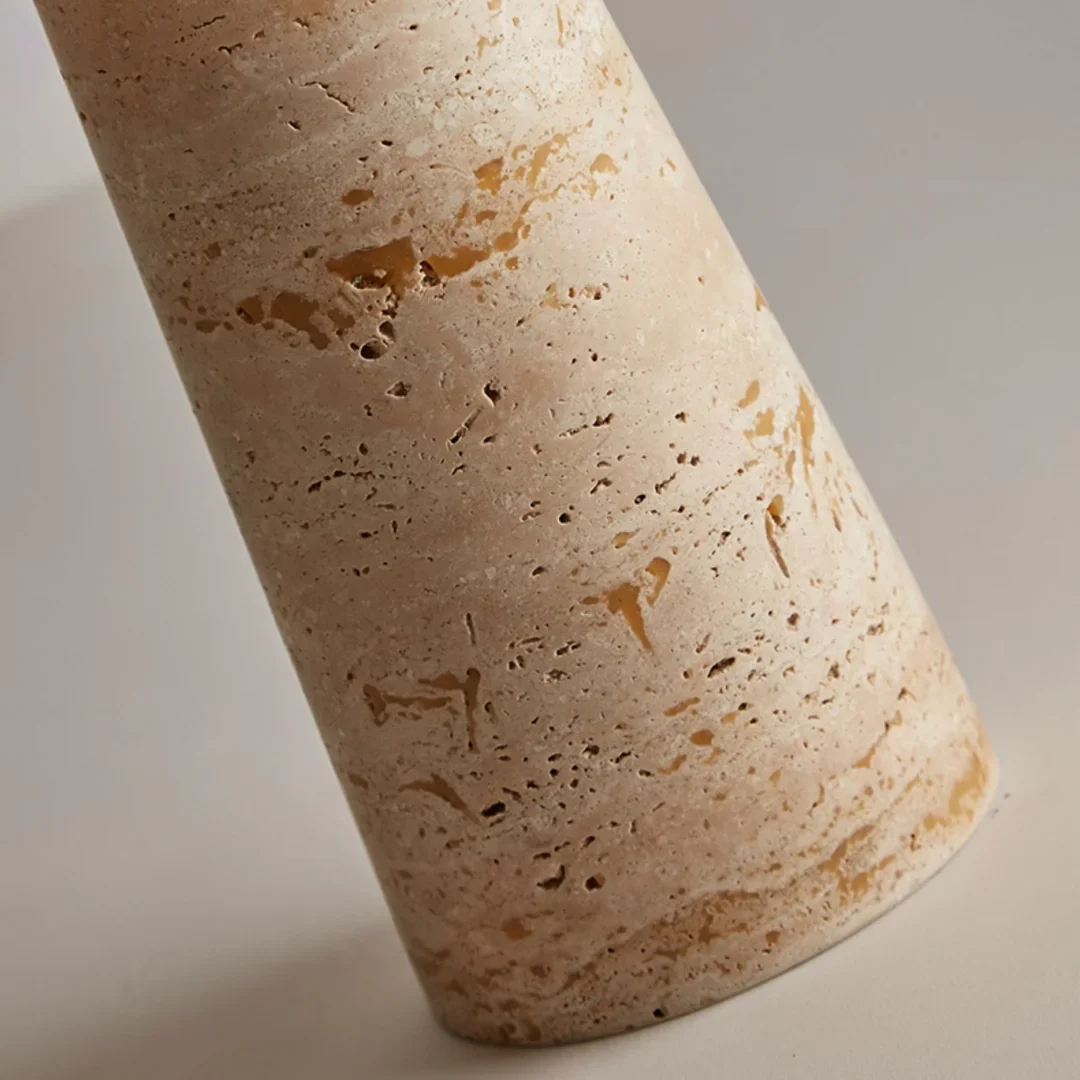 Travertine & Glass Table Lamp - Italian Minimalist Design