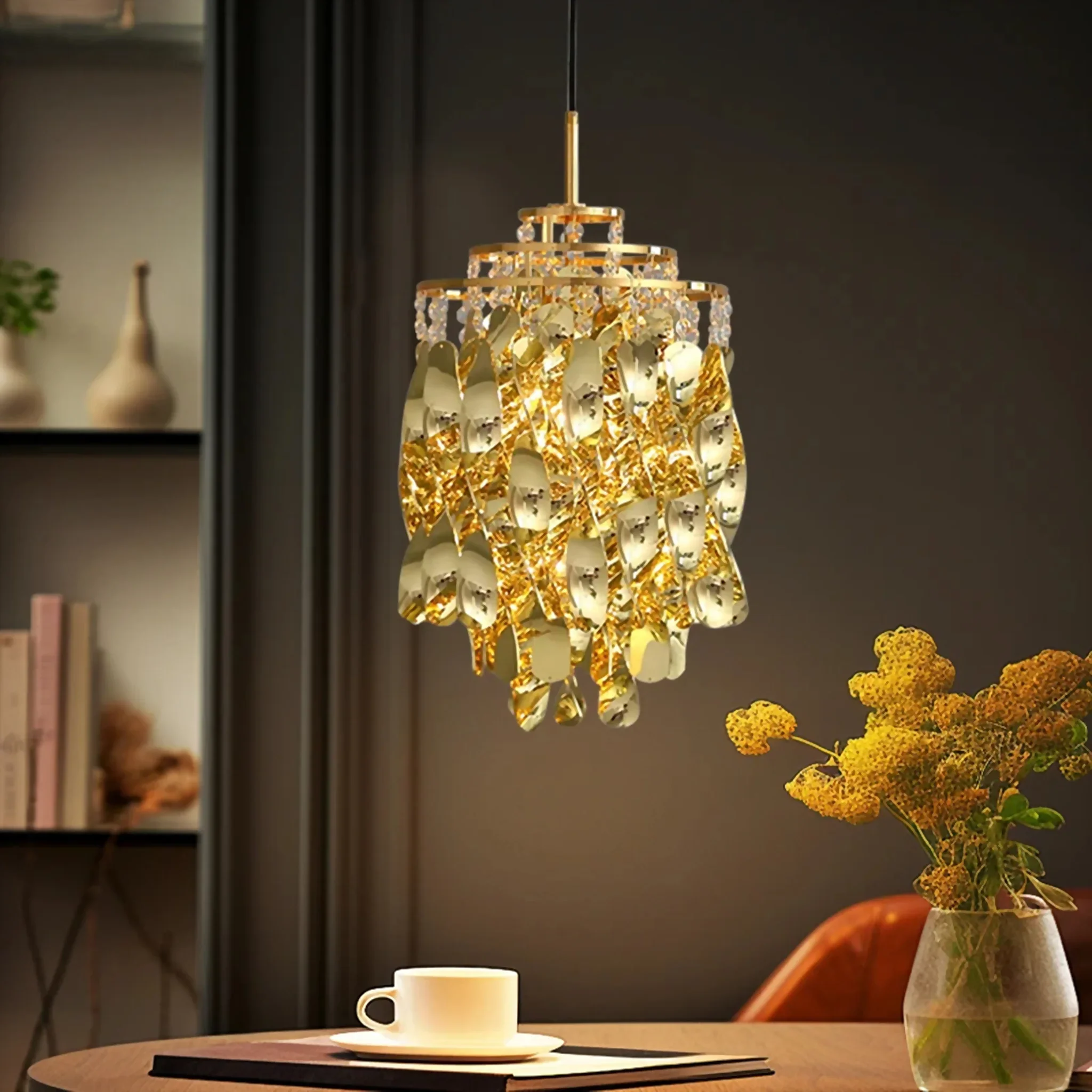 Stunning Gold/Chrome Crystal Pendant Chandelier