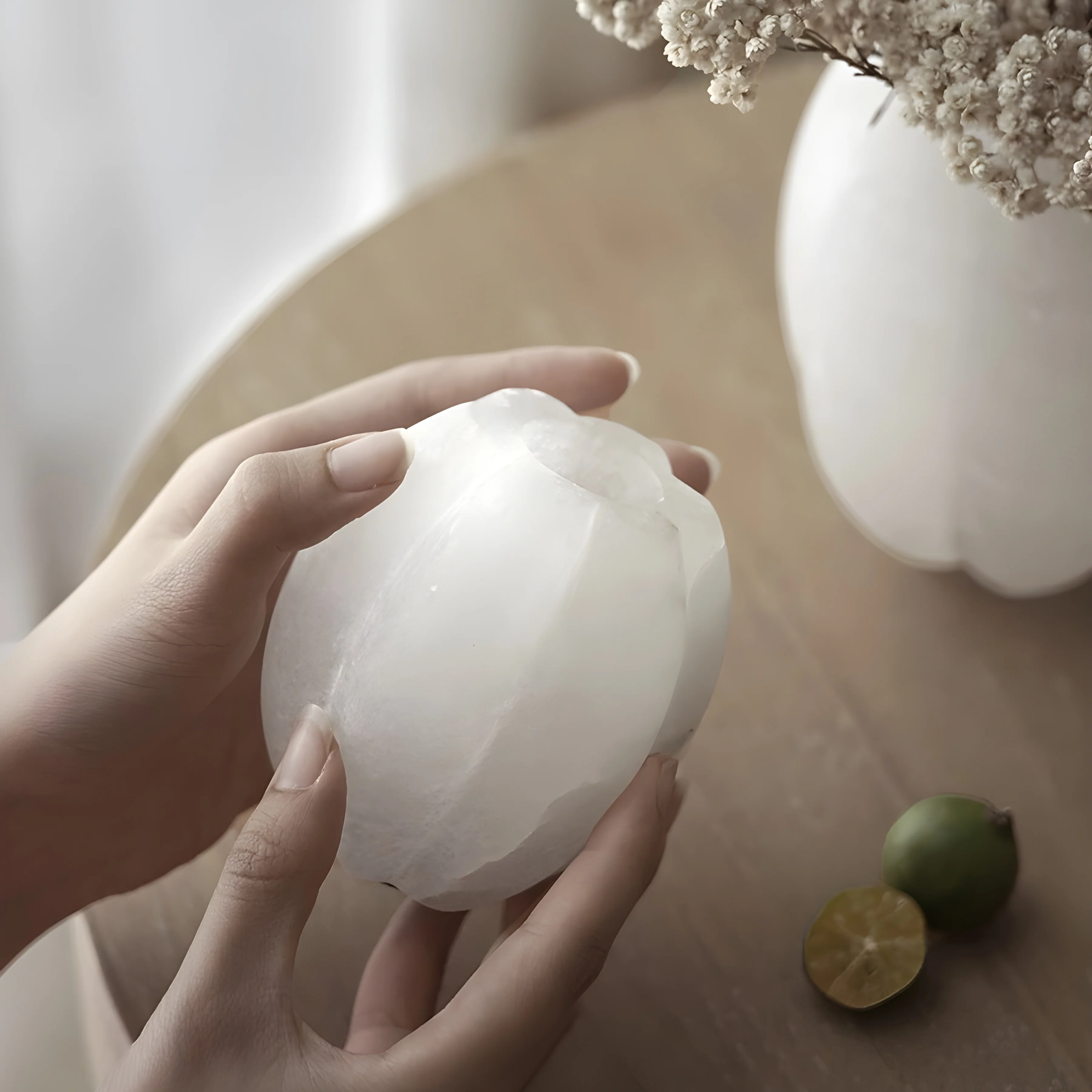 Modern White Onyx Marble Flower Vase and Candle Holder