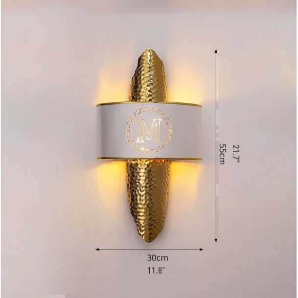 Luxury Golden Wall Lamp with M-Letter Lampshade, Living Room, Bedroom