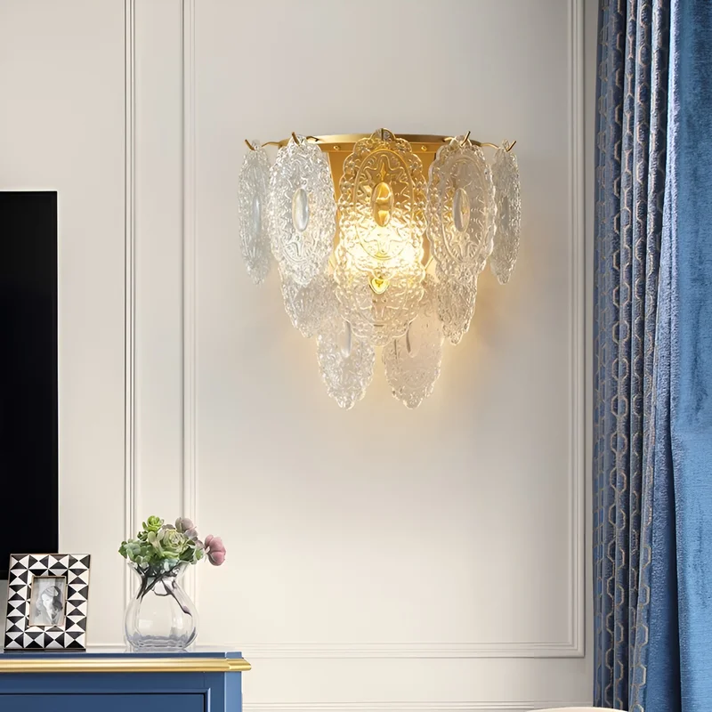 Luxury Glass Wall Lamp in French Style, Living Room, Bedroom