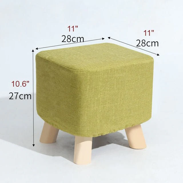 Square Round Modern Ottoman Made of Solid Wood