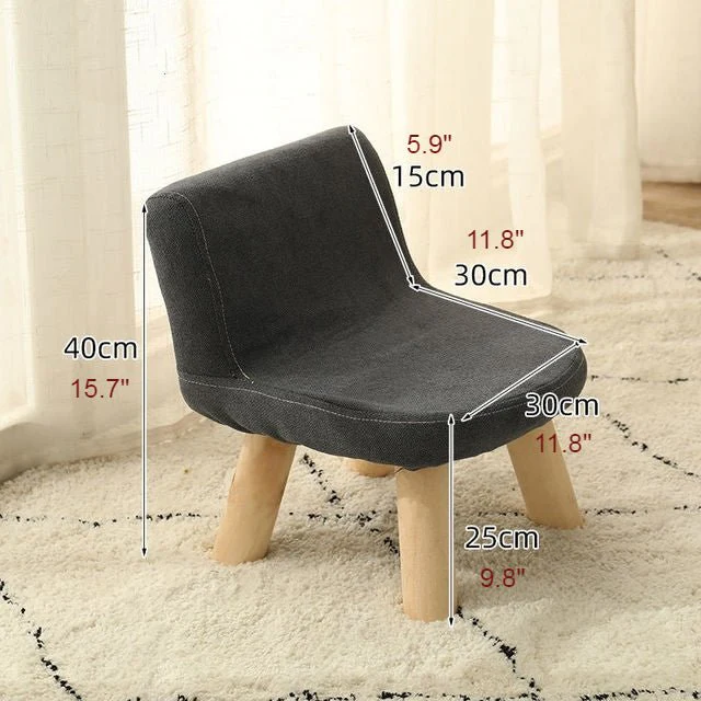 Rectangle Low Stool For Living Room Made of Solid Wood Cotton And Linen