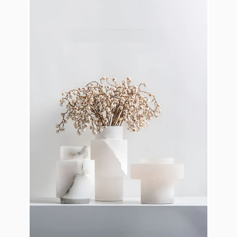 Modern Scandinavian Natural White Marble Vase