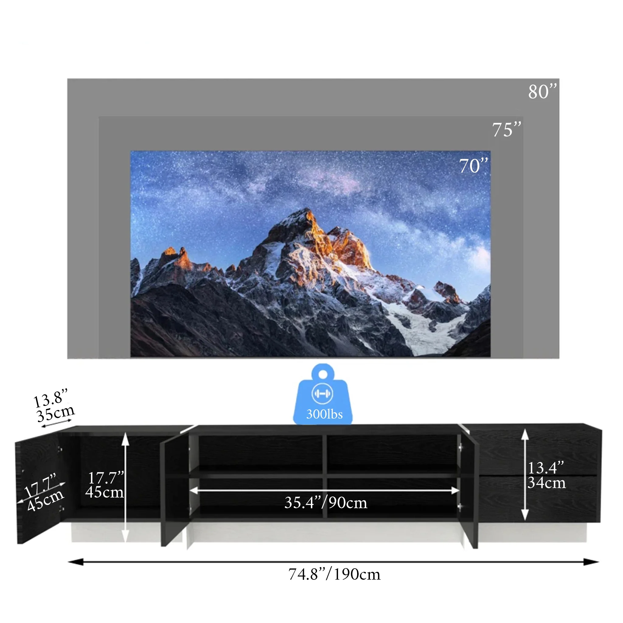 Inn | Modern Minimalistic TV Stand with RGB LED Lights